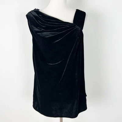 Blusa plissada Y2K Sunny Leigh preta veludo elegante festa tamanho XL feminina - Imagem 1 de 4