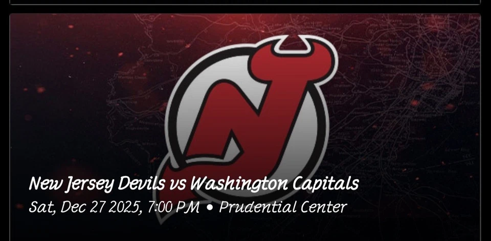 2 NJ Devils Vs Washington Capitals Tickets  12/27/25 Sec 132 Row 1 - Image 1 of 1