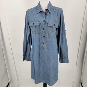 J Crew Dress Womens Small Denim Long Sleeve Shirt Pockets Casual - Picture 1 of 12