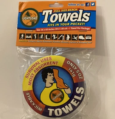 Lightload Beach Towel Ultra Lightweight 5 oz Easy To Pack Expands To 36x60” Blue - Image 1 of 4