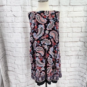 J Jill Dress Large Dark Paisley Cruise Vacation Summer Beach Flowy Rayon Boho - Picture 1 of 11