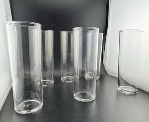 1960s Set Of 6 Clear Glass Highball Glasses Vintage - Picture 1 of 6