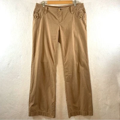 GAP Women Y2K Pants Sz 10 Tan Straight Leg Coastal Fisherman Preppy Academia - Image 1 of 4