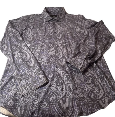 Bogosse Blake 63 R Paisley Jacquard Print Blue Dress Shirt 3XLT - Image 1 of 4