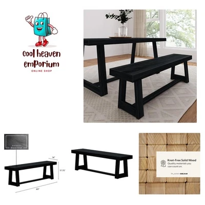 60 Inch Farmhouse Dining Bench, Solid Wood Entryway Bench, Wooden Outdoor Ben... - Image 1 of 4