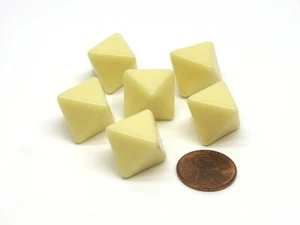 Blank Opaque 15mm 8 Sided D8 Chessex Dice, 6 Pieces - Ivory - Picture 1 of 1