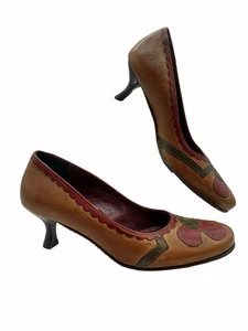 Vintage Tour Fatto In Italia Leder Pumps Schuhe Eur 37 US 7 Kitten Heels Boho - Bild 1 von 18