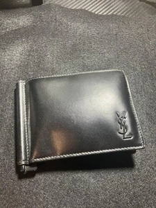 Saint Laurent Geldklammer YSL Cassandra Schwarz Leder Original - Bild 1 von 24