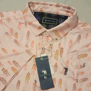 William Murray Golf Poloshirt Herren Small And They’re Off Horses Jockey Pink - Bild 1 von 5