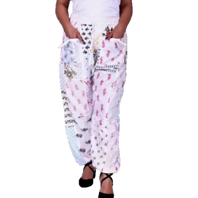 Pantalones de yoga de pierna ancha blancos retazos pantalones harén boho hippie pantalones harén Foto 1 de 4