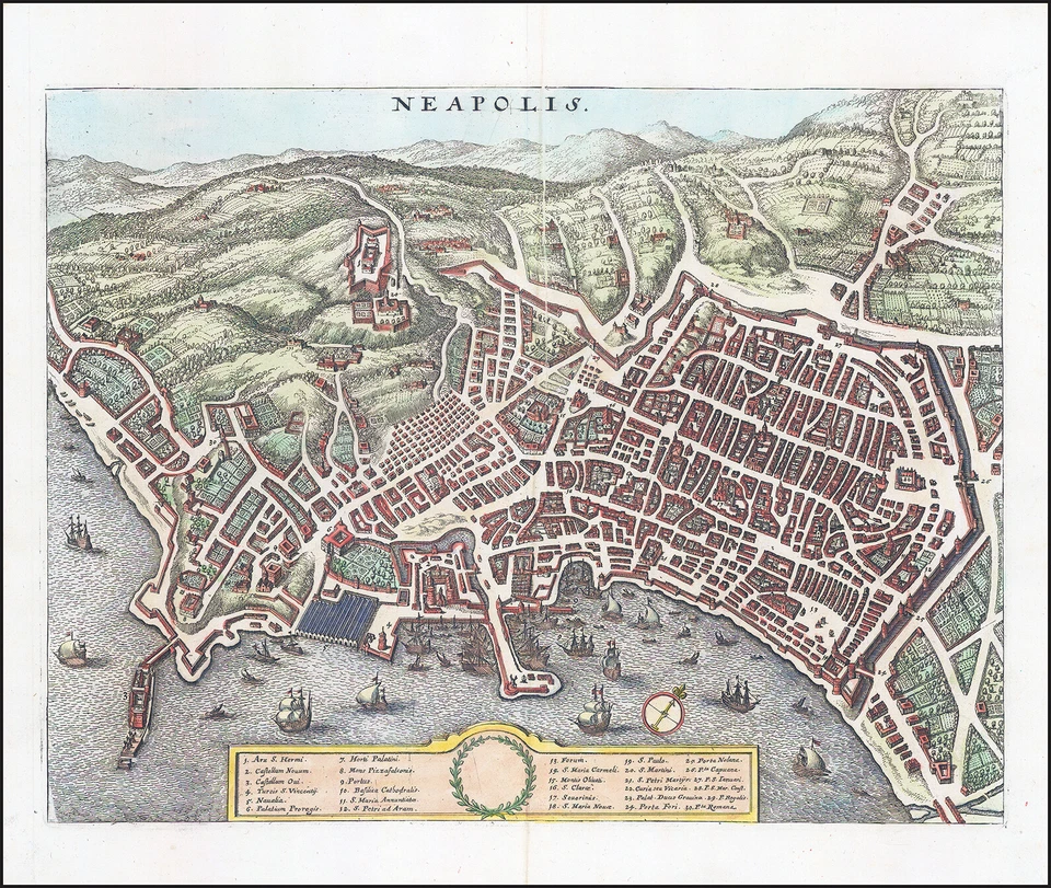 1640 NEAPOLIS Nápoles Nápoles Nápoles Italia Original Antiguo Plano de Ciudad de Merian (LM56) Foto 1 de 1