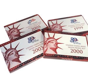 Collection Of 1999, 2000, 2003 And 2005 United States Mint Sliver Proof Set - Picture 1 of 24