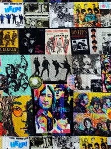 The Beatles Fabric 100% Cotton Fabric by the Yard Album Cover Collage - Picture 1 of 3