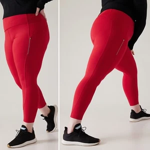 Neu mit Etikett Athleta Rainier Tight 1X Plus 16W 18W Kleeblatt beerenrot reflektierend hoher Bund - Bild 1 von 14