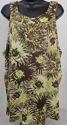 Camisa Blusa Top Lane Bryant Mujer Talla 26/28W 26W/28W Marrón Verde Floral Foto 1 de 4