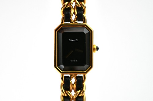 CHANEL Premiere Cassa Placcata Oro Giallo 20mm con Cinturino Nero e Oro...
