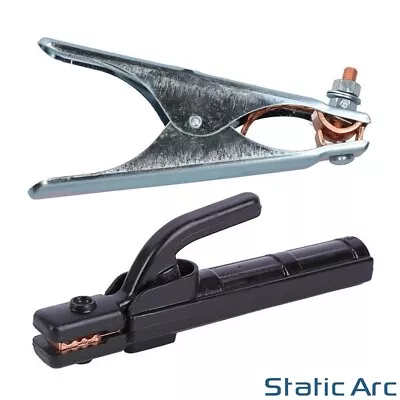 STATIC ARC 200A ELECTRODE HOLDER + EARTH CLAMP SET WELDING GROUND ARC MMA ROD STICK GRIP