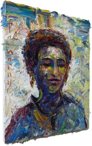 OIL PAINTING█OUTSIDER IMPRESSIONISt ART█SIGNED ABSTRACT█ORIGINAL █PORTRAIT DECO - Picture 1 of 22