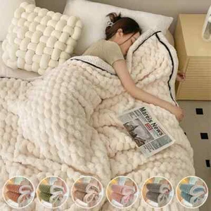Warm Sleeping Blanket Soft Comfort Flannel Blankets for Sofa Plush Throw Blanket - Picture 1 of 40