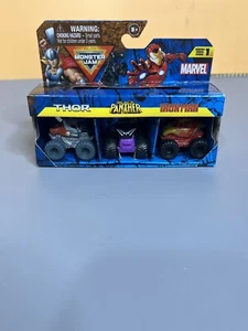 Monster Jam 2024 Marvel Mini THOR, BLACK PANTHER, IRON MAN 1:87 Package Damage - Picture 1 of 3