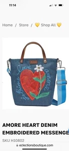 Brighton bestickte Kuriertasche Amoreart Neu mit Etikett Geldbörse Handtasche Umhängetasche Marineblau - Bild 1 von 4