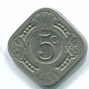 5 CENTS 1965 NETHERLANDS ANTILLES Nickel Colonial Coin #S12434U - Picture 1 of 3