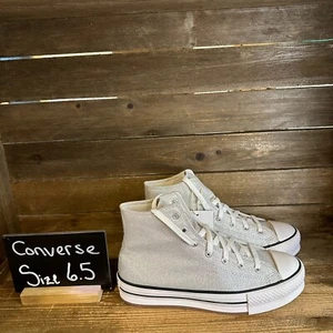 NIB Big Kids Converse CTAS EVA Lift High Silver Glitter Sneakers Shoes Size 6.5 - Picture 1 of 6