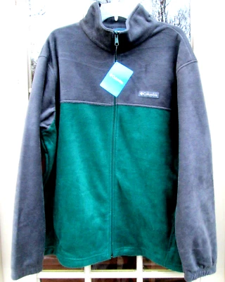 COLUMBIA FLEECE JACKET, Gray & Green Granite Mountain, Men's 1XL, $65 NWT - Image 1 of 4