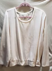 SZ 2X HANES COMFORT SLEEP LONG SLEEVE PAJAMA TOP, CREAM IVORY, POLY/SPANDEX, EUC - Picture 1 of 4