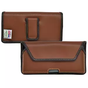Custodia cintura orizzontale iPhone 13 12 e Pro MARRONE fondina pelle cintura executive - Foto 1 di 10