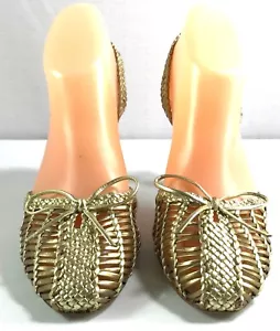 Hype Slingback Heels Womens Gold Leather Shoes Size 8 M - Picture 1 of 10