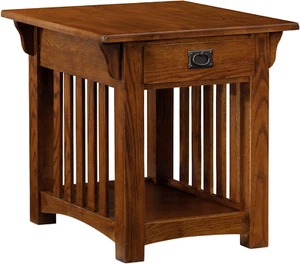Leick Furniture Mission Drawer End Table, Solid Ash and Oak Veneers, 22 in X 25