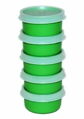 Tupperware Smidgets 1 oz. Mini Cuencos Juego de 5 Verdes NUEVAS Pastillas Vitaminas Monedas Foto 1 de 3