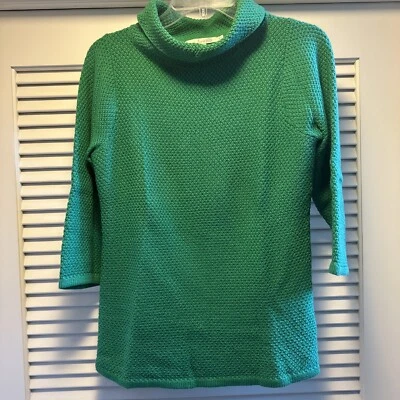 Suéter Boden para mujer talla 4 tejido verde cuadrado mezcla de lana manga 3/4 Foto 1 de 4