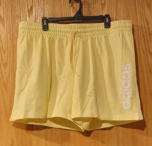 Women's Plus Adidas Linear French Terry Shorts sz 3X HZ2277 Almost Yellow -4916 - Picture 1 of 4