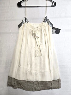 NICOLE MILLER ШЕЛК Y2K ЖЕНЩИН СЛОНОВОЙ КОСТИ SPAGETTI РЕМЕНЬ ПЛАТЬЕ НОВЫЙ С ЯРЛЫКАМИ SZ SM - Изображение 1 из 3