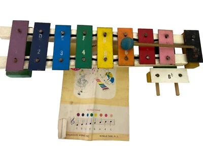 Xilófono multicolor vintage de 14,5" de longitud con partitura en caja original Foto 1 de 4