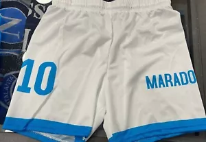 1 Pantalones Cortos Aficionado La Napoli Fan de Diego Maradona Blanco Y Azul - Imagen 1 de 1