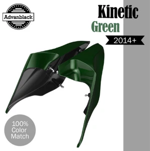 KINETIC GREEN For 14+ Harley Touring Street Road Stretched Extended Side Covers - Picture 1 of 7