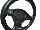 FOR MERCEDES A CLASS W168 REAL BLACK LEATHER STEERING WHEEL COVER WHITE STITCH