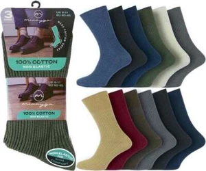 Mens No Non-Elastic 100% Cotton Loose Wider Top Socks (lot) All Sizes - Picture 1 of 8