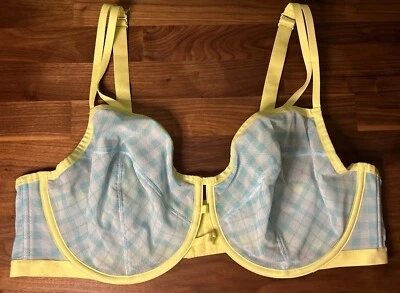 Sujetador Cacique Azul Lima 46DDD Sin Forro Con Aros Guinga Cuadros Nuevo Sin Etiquetas Foto 1 de 4