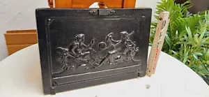 antike Ofenkachel VATER RHEIN & MUTTER MOSEL - Gusseisen Türe von Ofen -L540 - Bild 1 von 9