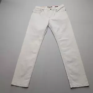 Alberto Slipe Slim Straight Linen Denim Jeans Mens 33 x 32 Off White Light Wash - Picture 1 of 11