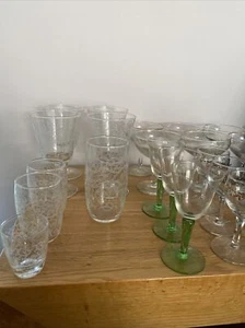 22 VINTAGE Drinking GLASSES Swirl PATTERNED Mixed Lot Some French Home Bar Party - Picture 1 of 12