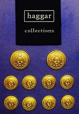 HAGGAR REPLACEMENT BUTTONS 10 gold tone solid metal shank GOOD USED CONDITION - Image 1 of 4