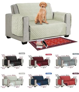 1/2/3 Seater Sofa Cover Reversible Quilted Throw Pet Protector Couch Slipcover - Picture 1 of 46