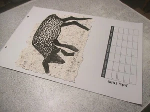 Ann Zahn custom made paper sheep July 1999 Linocut Print 90/180 Art SIGNED - Picture 1 of 7