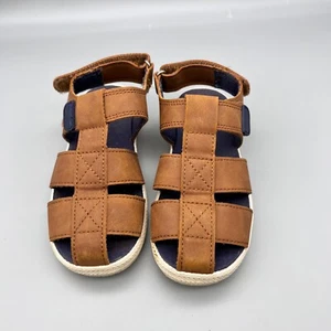 Cat & Jack Toddler Bryson Sandals Sz 11 Boys Hook & Loop Fisherman Brown Summer - Picture 1 of 10