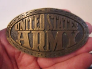 VINTAGE UNITED STATES ARMY BELT BUCKLE - ENLISTING VERY HEAVY -SOLID BRASS - GW5 - Picture 1 of 4